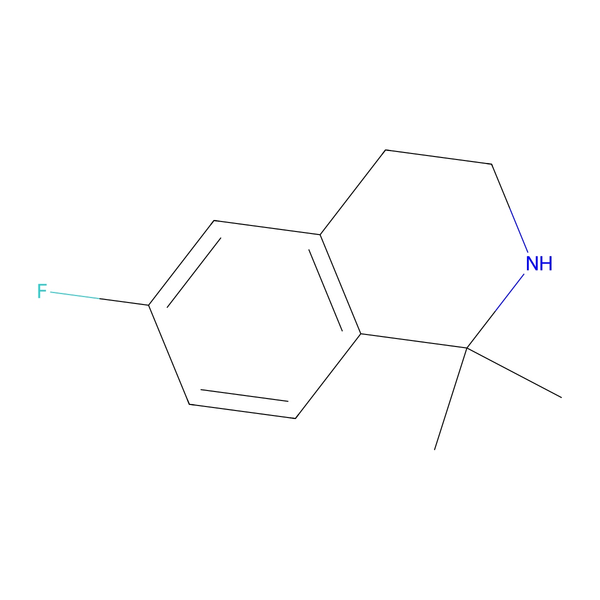 6-Fluoro-1,1-dimethyl-1,2,3,4-tetrahydroisoquinoline molecular structure, CAS 1393585-32-4