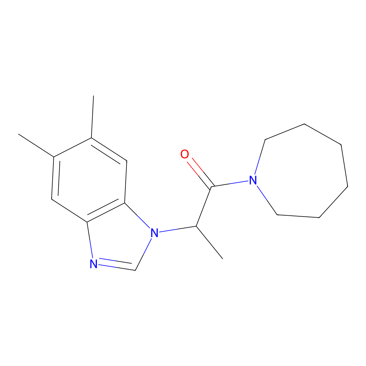 1-(azepan-1-yl)-2-(5,6-dimethyl-1H-benzimidazol-1-yl)propan-1-one molecular structure, CAS 1393591-72-4