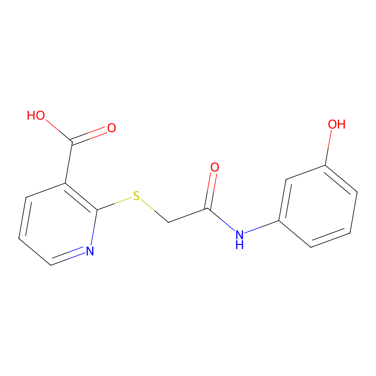 2-({[(3-Hydroxyphenyl)carbamoyl]methyl}sulfanyl)pyridine-3-carboxylic acid molecular structure, CAS 1393591-77-9