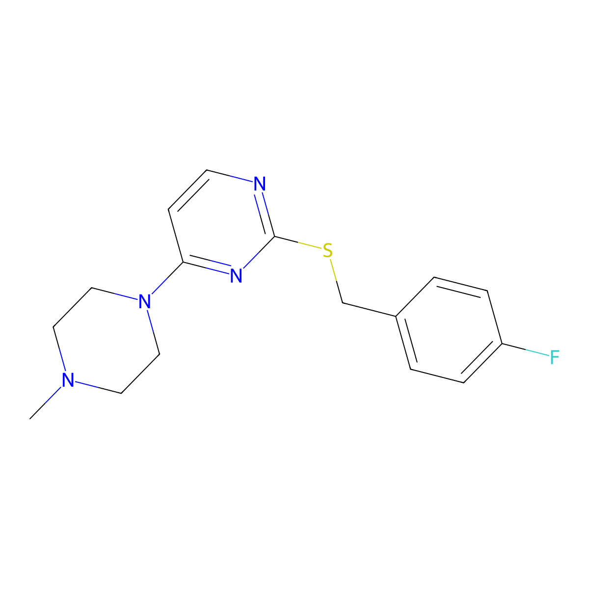2-{[(4-Fluorophenyl)methyl]sulfanyl}-4-(4-methylpiperazin-1-YL)pyrimidine molecular structure, CAS 1393592-55-6