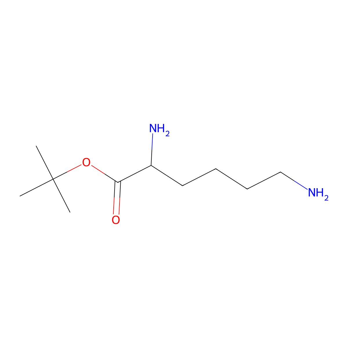 Tert-butyl 2,6-diaminohexanoate molecular structure, CAS 1393602-74-8