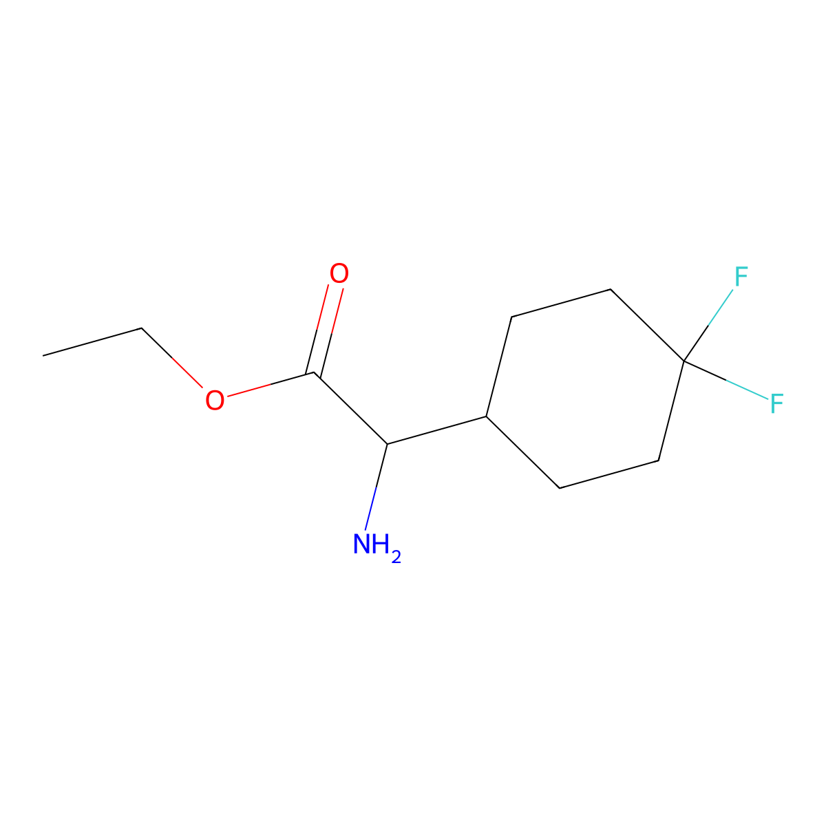 Ethyl 2-amino-2-(4,4-difluorocyclohexyl)acetate molecular structure, CAS 1393637-60-9
