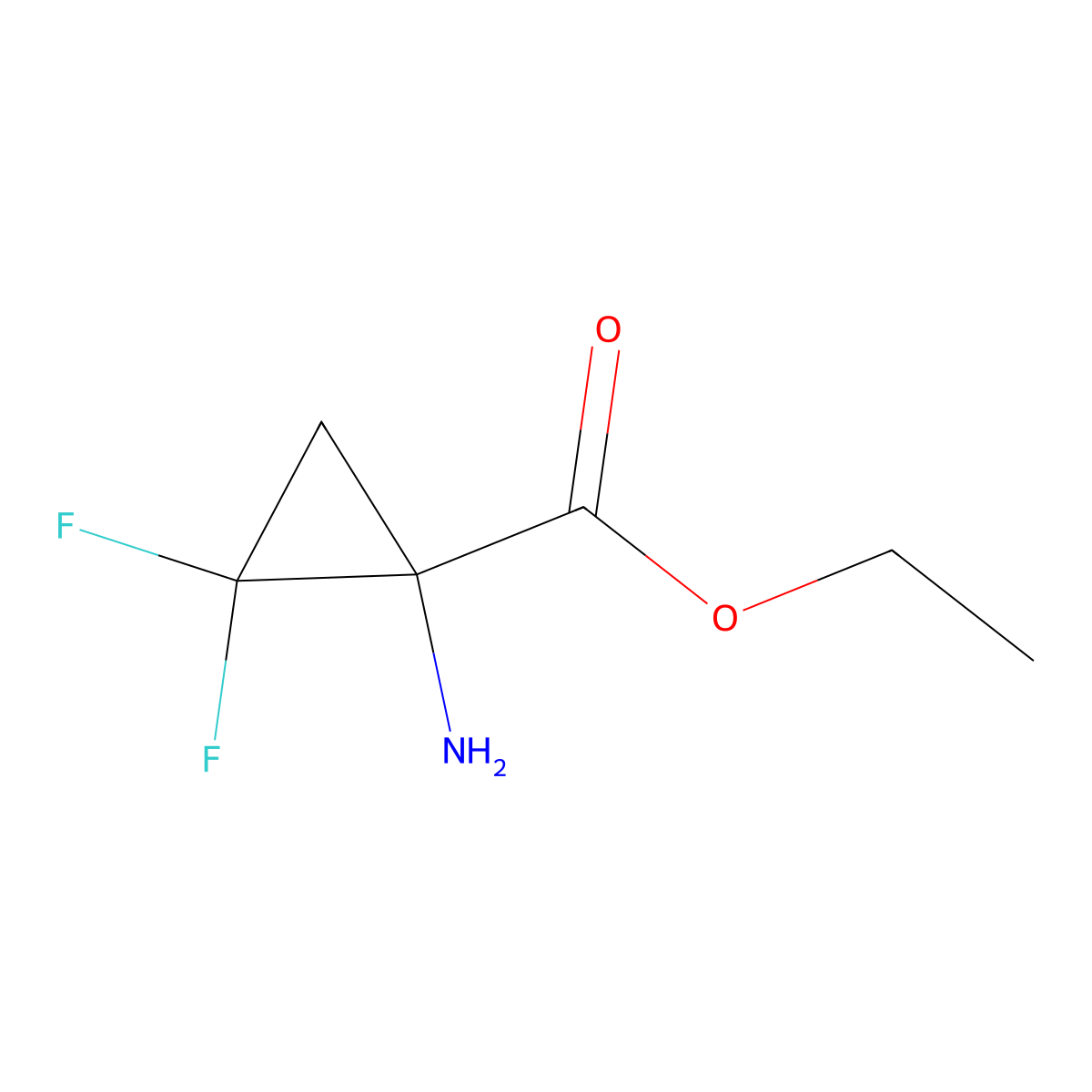 Ethyl 1-amino-2,2-difluorocyclopropane-1-carboxylate molecular structure, CAS 1393637-93-8