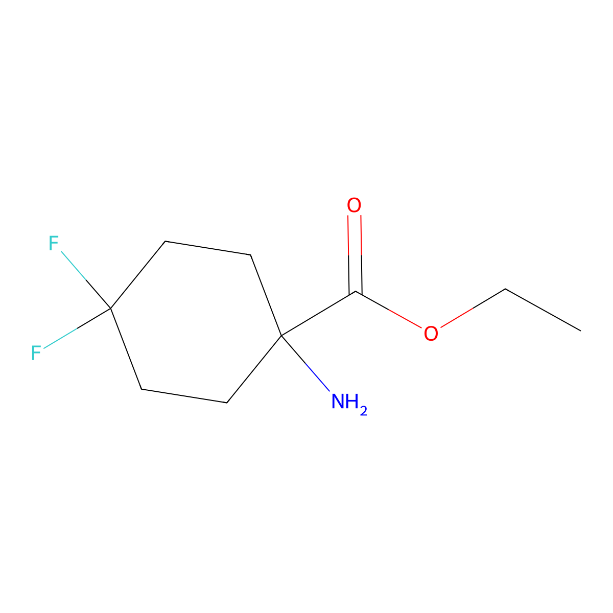 Ethyl 1-amino-4,4-difluorocyclohexane-1-carboxylate molecular structure, CAS 1393637-94-9