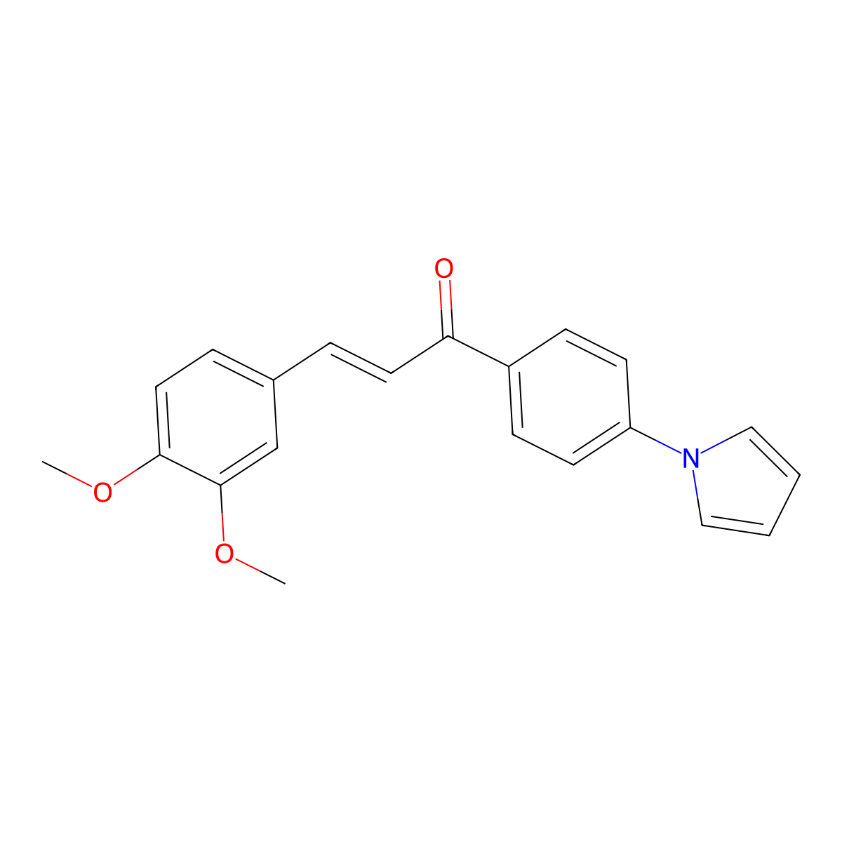(E)-3-(3,4-dimethoxyphenyl)-1-(4-pyrrol-1-ylphenyl)prop-2-en-1-one molecular structure, CAS 1393645-69-6