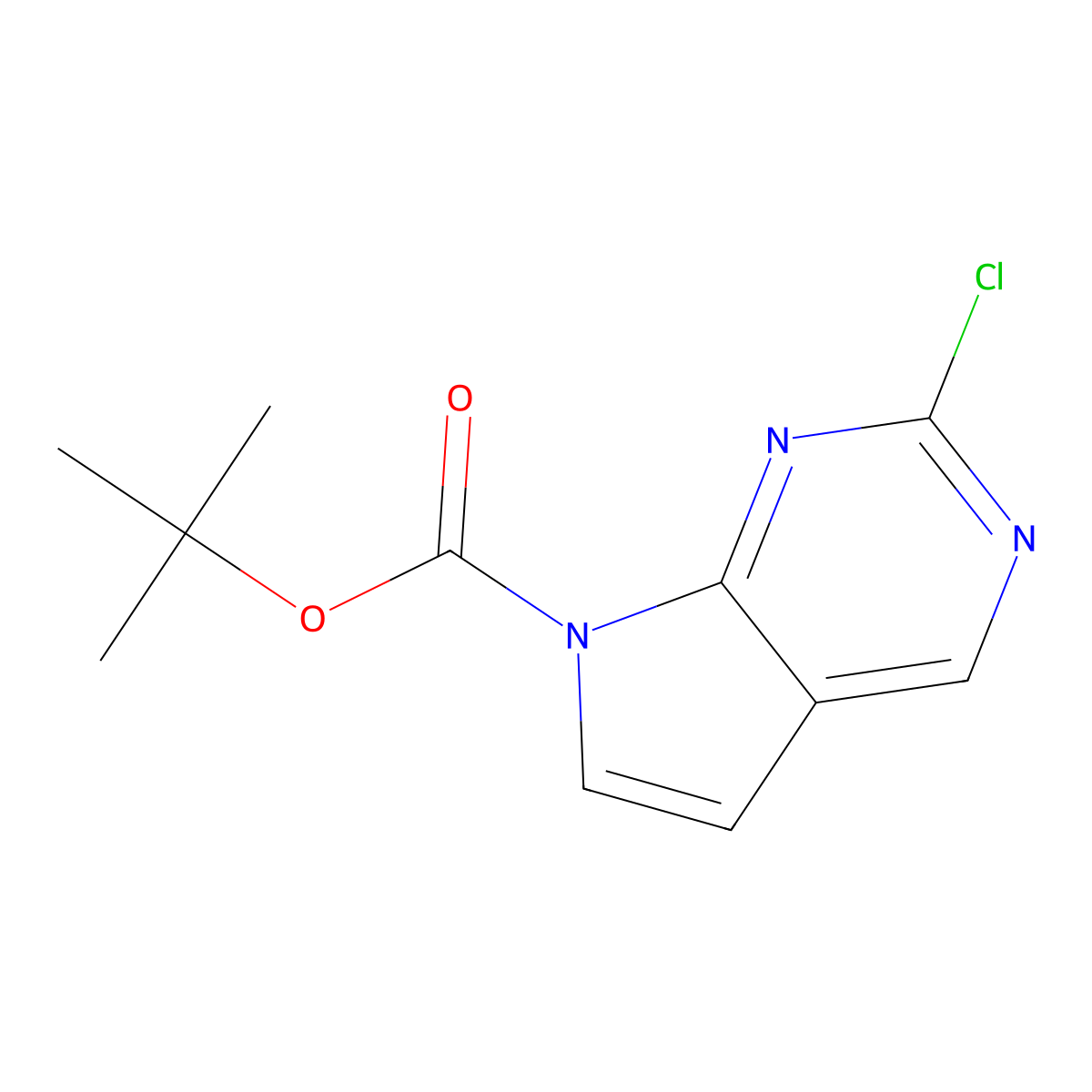 2-Chloro-7H-pyrrolo[2,3-d]pyrimidine-7-carboxylic acid 1,1-dimethylethyl ester molecular structure, CAS 1393648-54-8