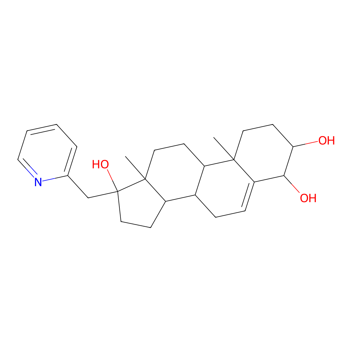 (3beta,4beta,17beta)-17-(2-Pyridinylmethyl)androst-5-ene-3,4,17-triol molecular structure, CAS 1393651-00-7