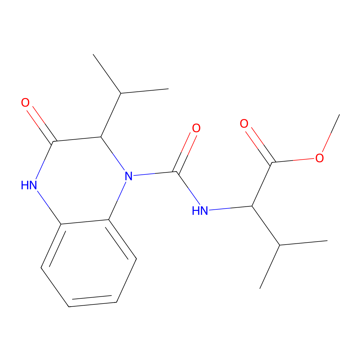 methyl N-{[3-hydroxy-2-(propan-2-yl)quinoxalin-1(2H)-yl]carbonyl}valinate molecular structure, CAS 1393652-07-7