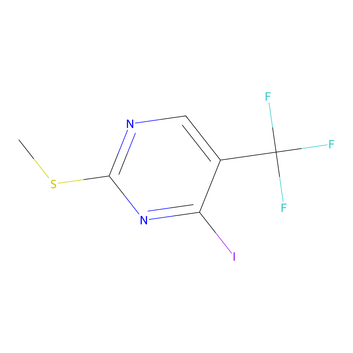 4-Iodo-2-(methylthio)-5-(trifluoromethyl)pyrimidine molecular structure, CAS 1393653-50-3