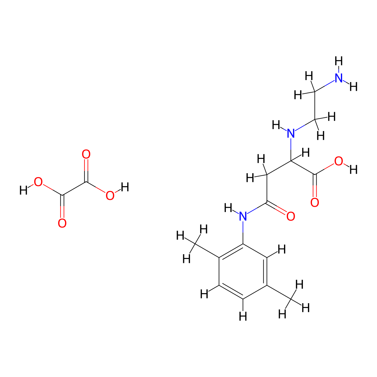 2-[(2-Aminoethyl)amino]-3-[(2,5-dimethylphenyl)carbamoyl]propanoic acid; oxalic acid molecular structure, CAS 1393654-54-0