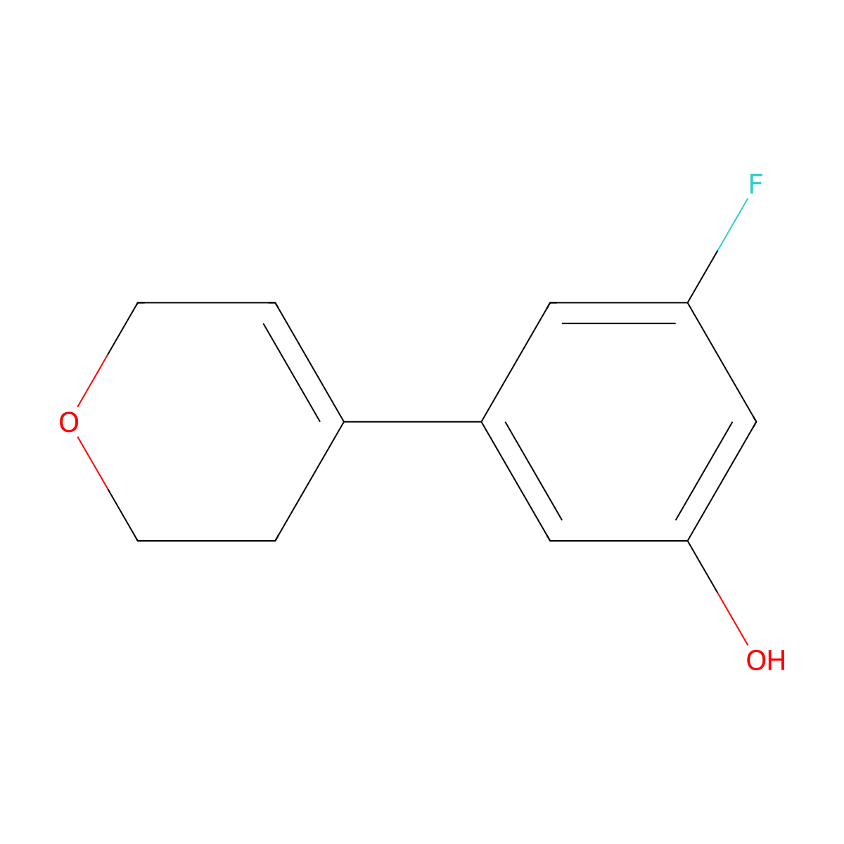 3-(3,6-dihydro-2H-pyran-4-yl)-5-fluorophenol molecular structure, CAS 139368-22-2