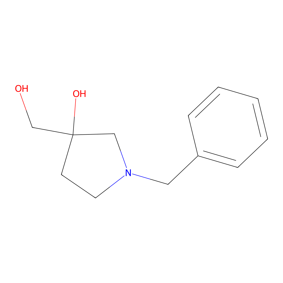 1-Benzyl-3-(hydroxymethyl)pyrrolidin-3-ol molecular structure, CAS 1393732-45-0