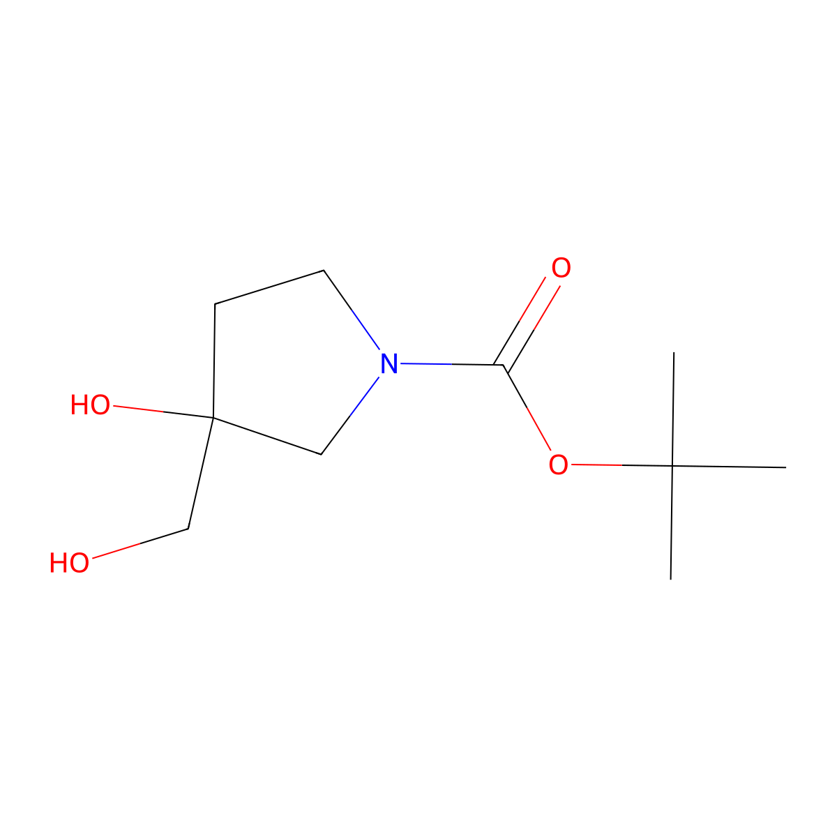 tert-Butyl 3-hydroxy-3-(hydroxymethyl)pyrrolidine-1-carboxylate molecular structure, CAS 1393732-46-1