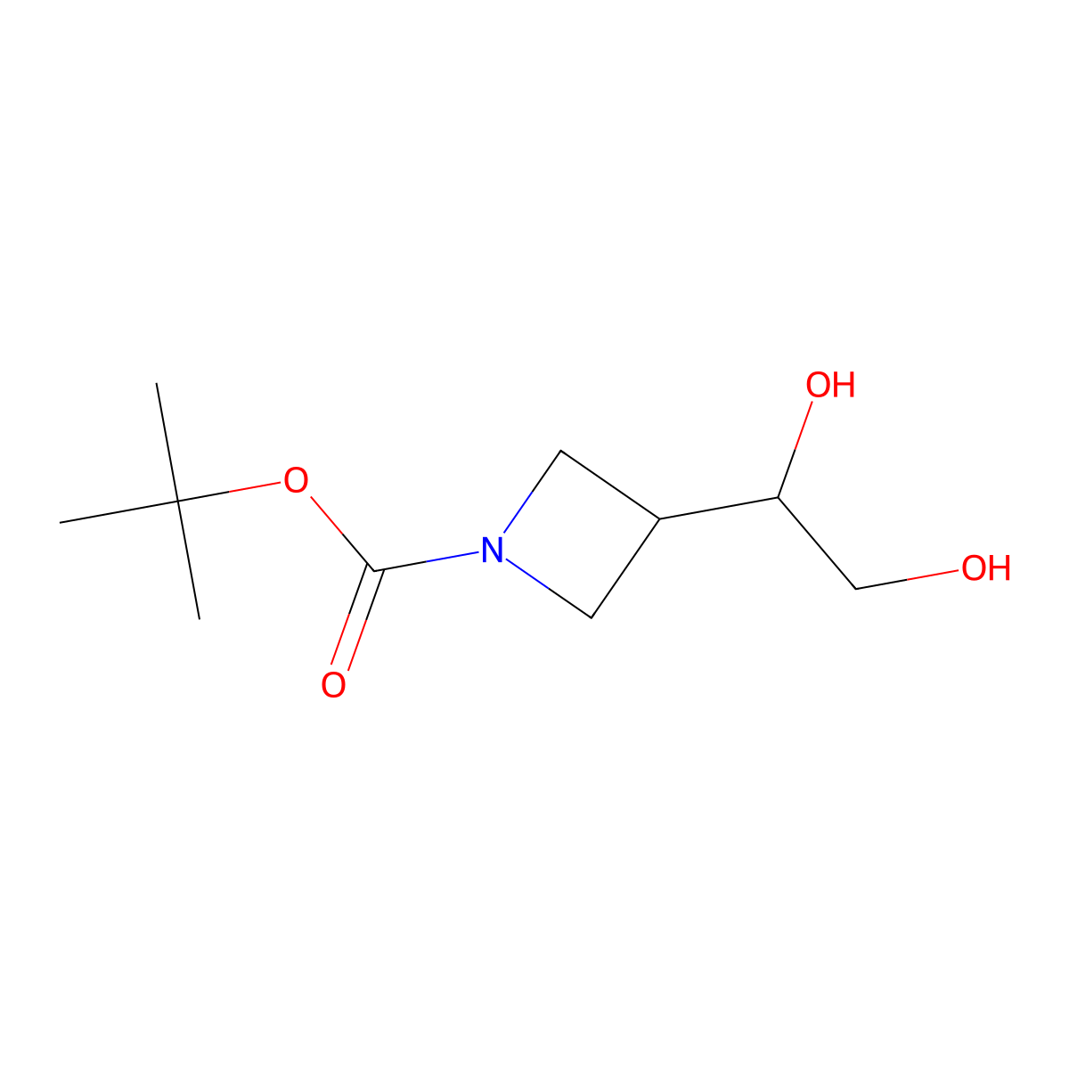 Tert-butyl 3-(1,2-dihydroxyethyl)azetidine-1-carboxylate molecular structure, CAS 1393732-56-3