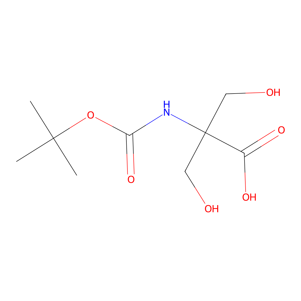2-{[(Tert-butoxy)carbonyl]amino}-3-hydroxy-2-(hydroxymethyl)propanoic acid molecular structure, CAS 139374-08-6