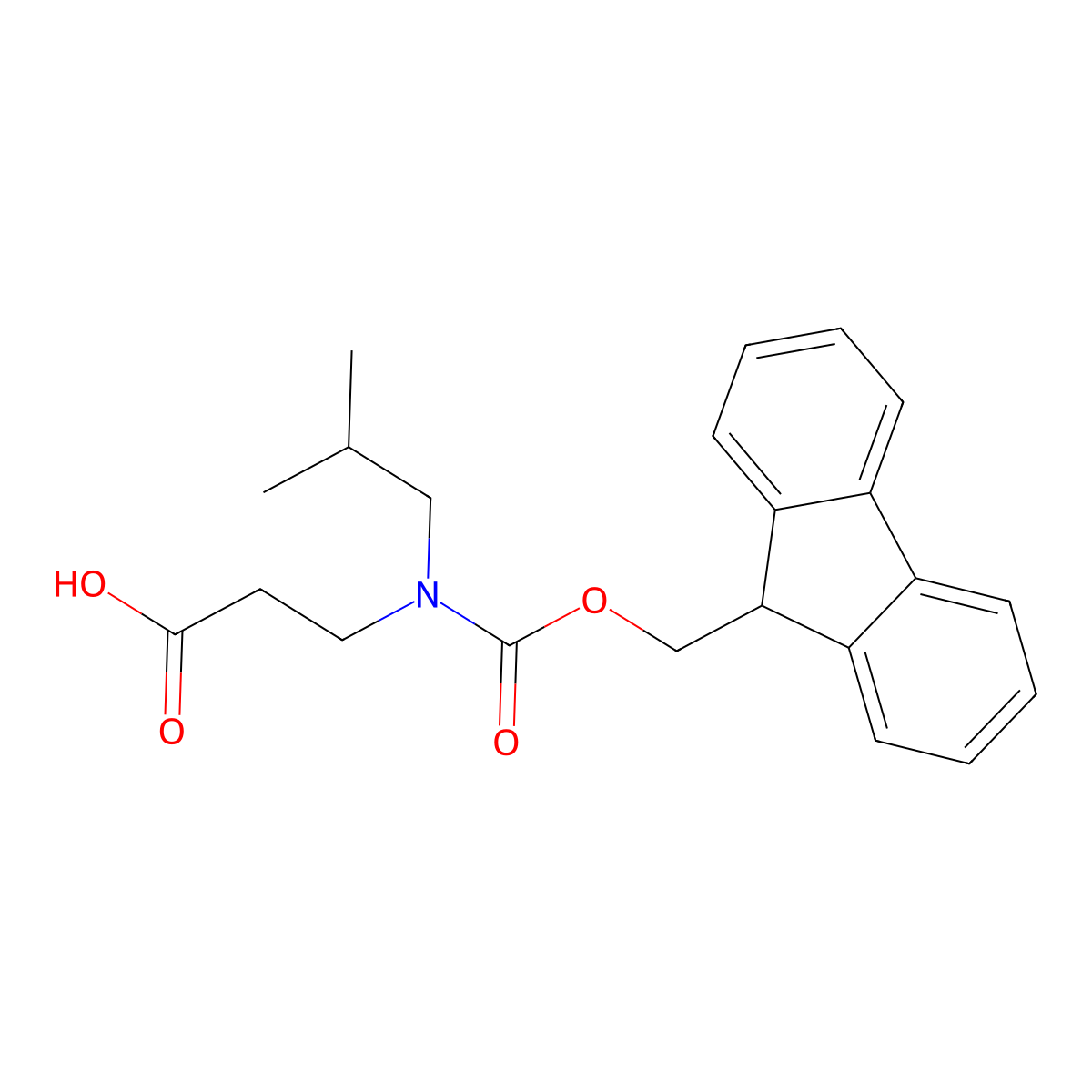 3-{[(9H-fluoren-9-ylmethoxy)carbonyl](2-methylpropyl)amino}propanoic acid molecular structure, CAS 1393817-23-6