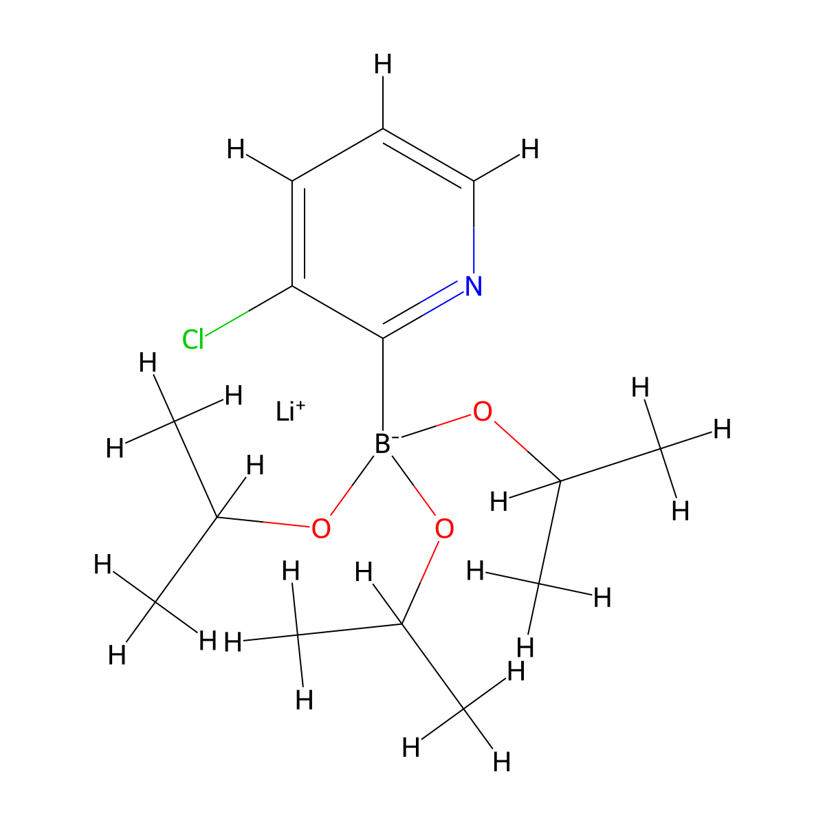 Lithium(1+) (3-chloropyridin-2-yl)tris(propan-2-yloxy)boranuide molecular structure, CAS 1393822-81-5