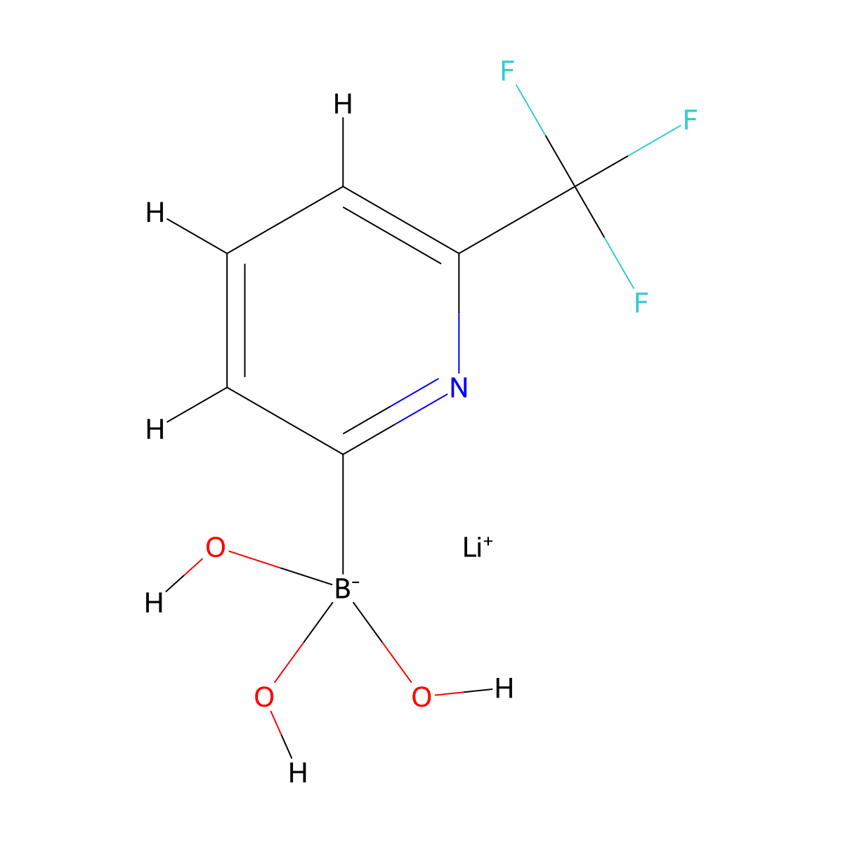 Lithium trihydroxy(6-(trifluoromethyl)pyridin-2-yl)borate molecular structure, CAS 1393822-87-1