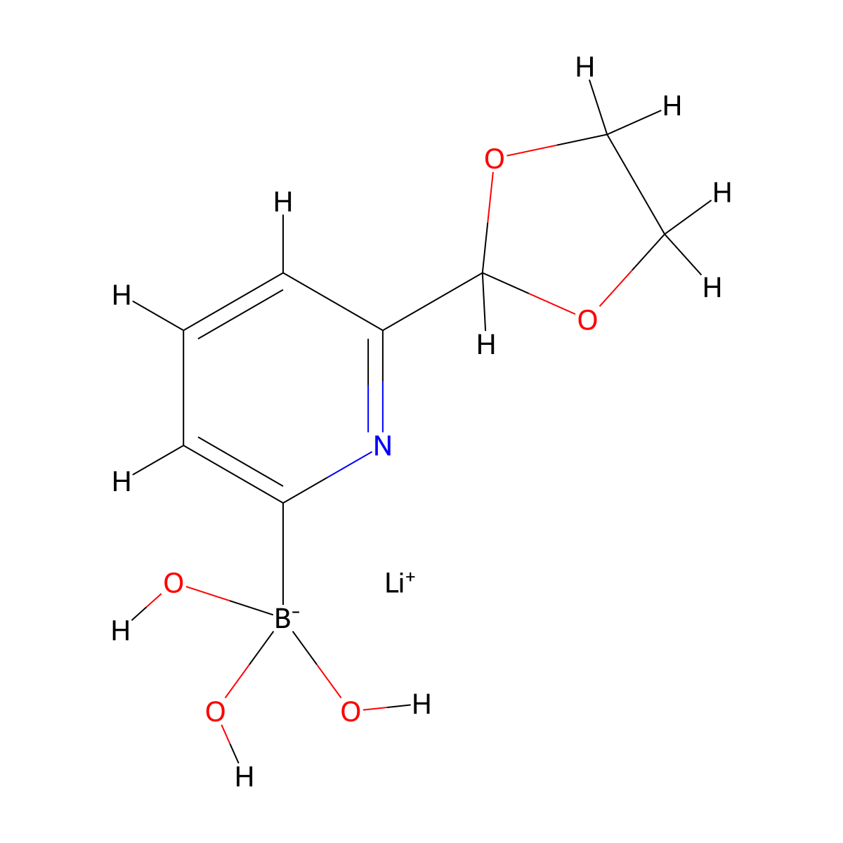 Lithium (6-(1,3-dioxolan-2-yl)pyridin-2-yl)trihydroxyborate molecular structure, CAS 1393822-99-5