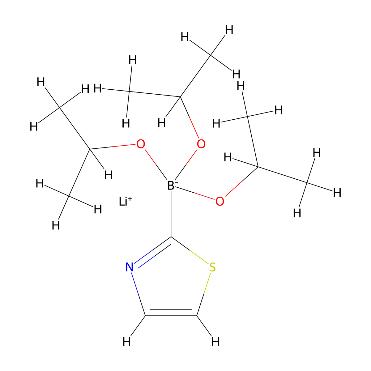 Lithium(1+) tris(propan-2-yloxy)(1,3-thiazol-2-yl)boranuide molecular structure, CAS 1393823-02-3