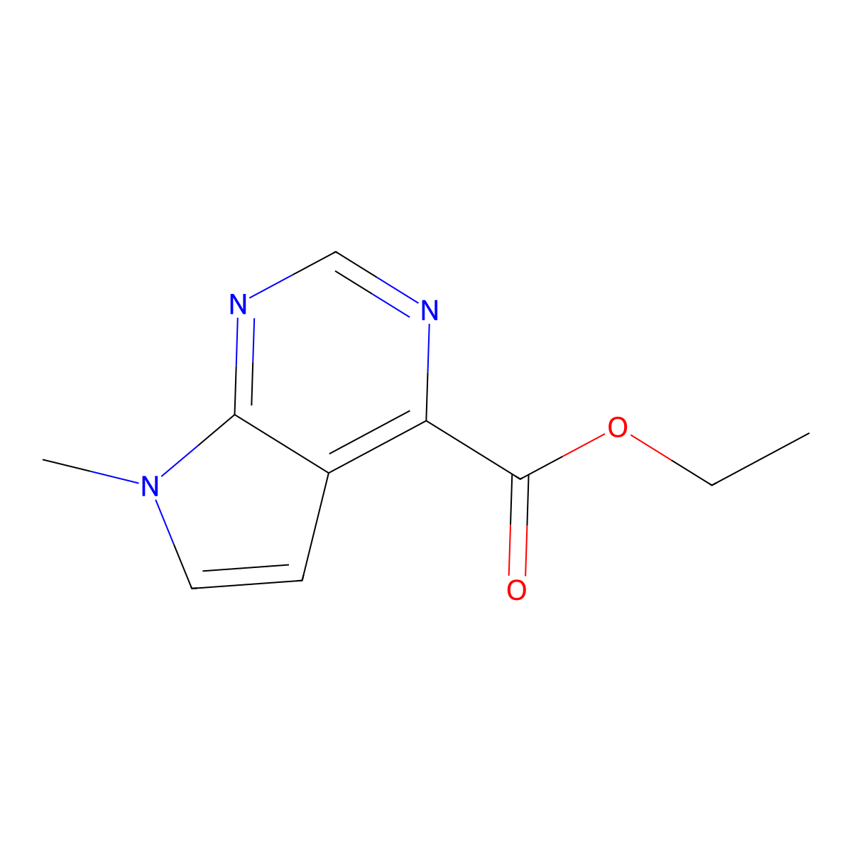 ethyl 7-methyl-7H-pyrrolo(2,3-d)pyrimidine-4-carboxylate molecular structure, CAS 1393845-67-4