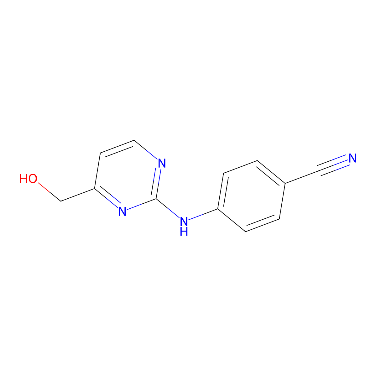 4-{[4-(Hydroxymethyl)pyrimidin-2-yl]amino}benzonitrile molecular structure, CAS 1393845-77-6