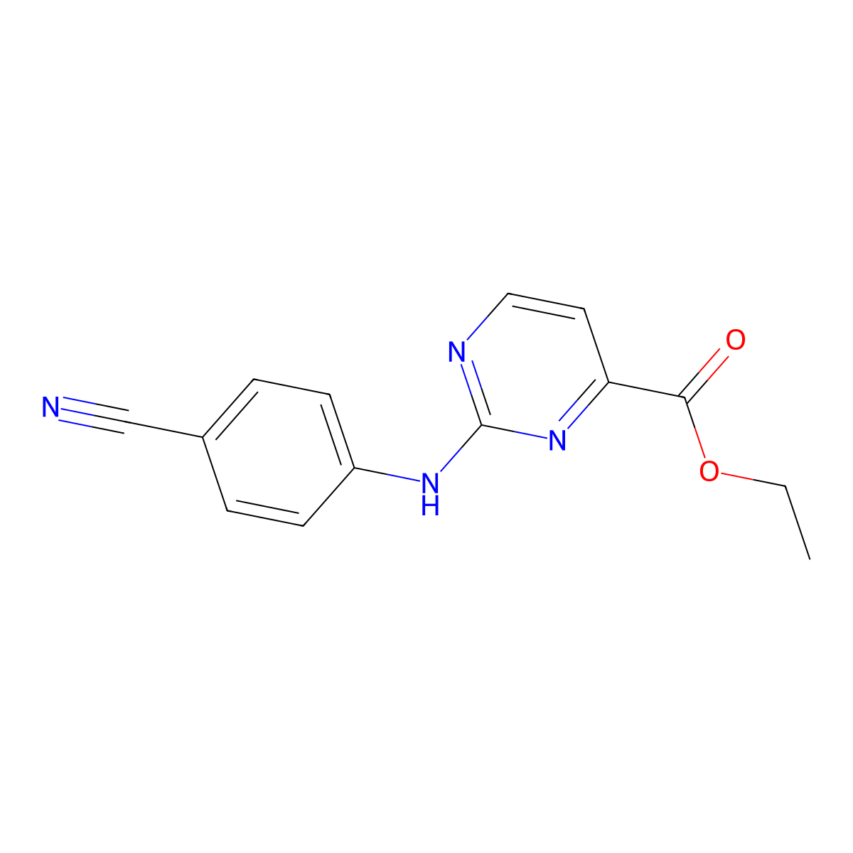 Ethyl 2-[(4-cyanophenyl)amino]pyrimidine-4-carboxylate molecular structure, CAS 1393845-81-2