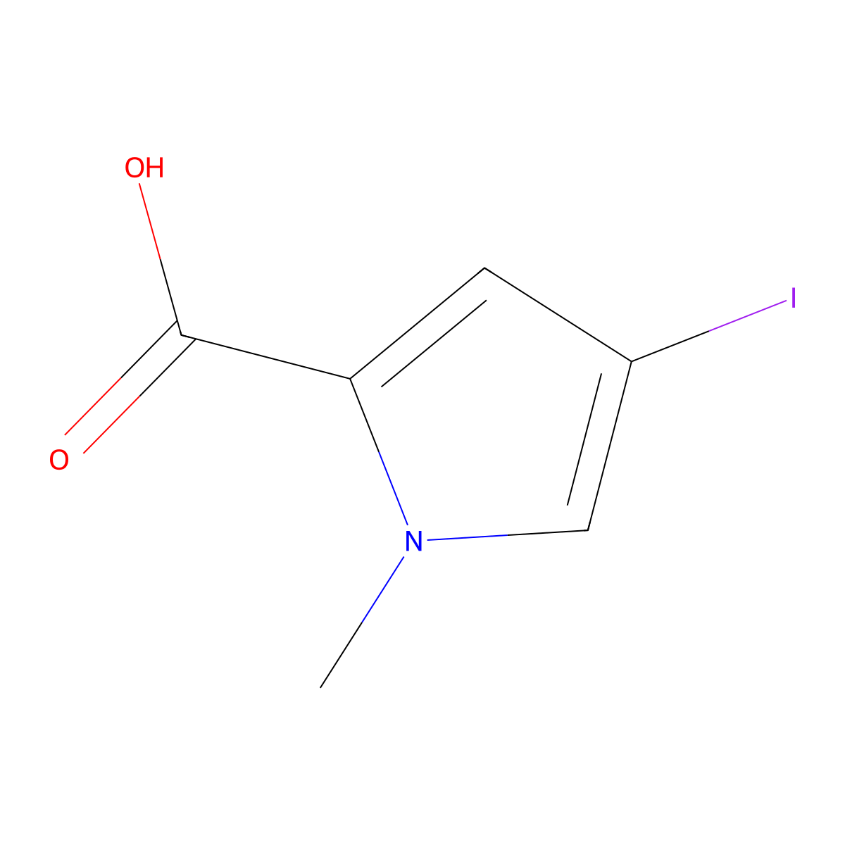 4-iodo-1-methyl-1H-pyrrole-2-carboxylic acid molecular structure, CAS 1393845-83-4