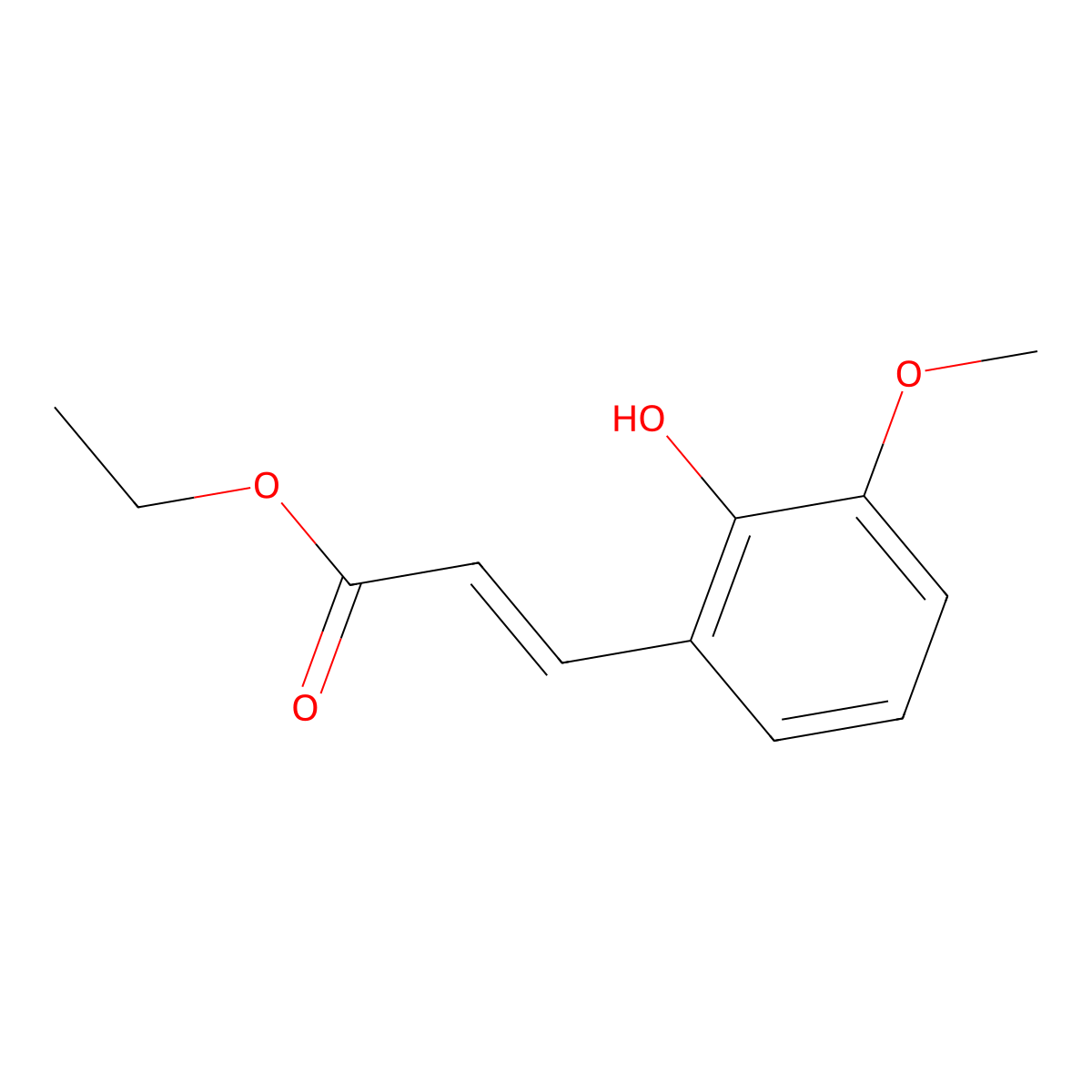 ethyl (E)-3-(2-hydroxy-3-methoxyphenyl)prop-2-enoate molecular structure, CAS 139386-28-0