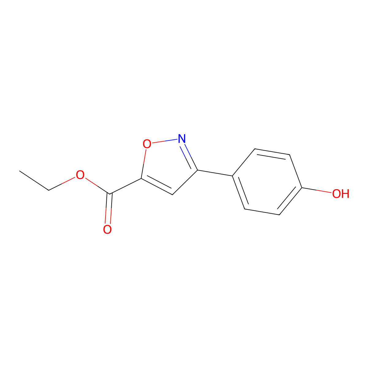 Ethyl 3-(4-hydroxyphenyl)isoxazole-5-carboxylate molecular structure, CAS 1393892-56-2