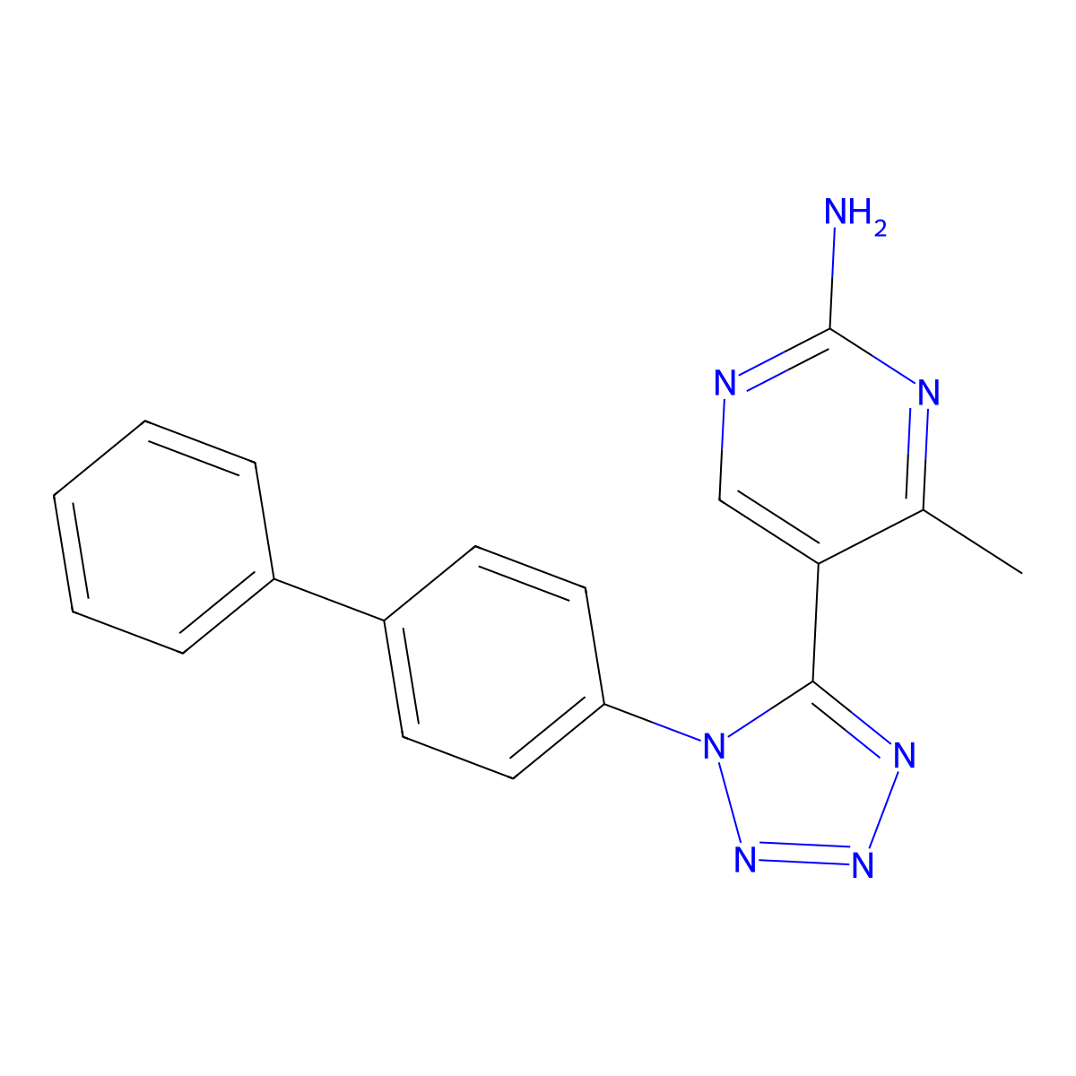 5-(1-Biphenyl-4-yl-1h-tetrazol-5-yl)-4-methylpyrimidin-2-ylamine molecular structure, CAS 139393-42-3
