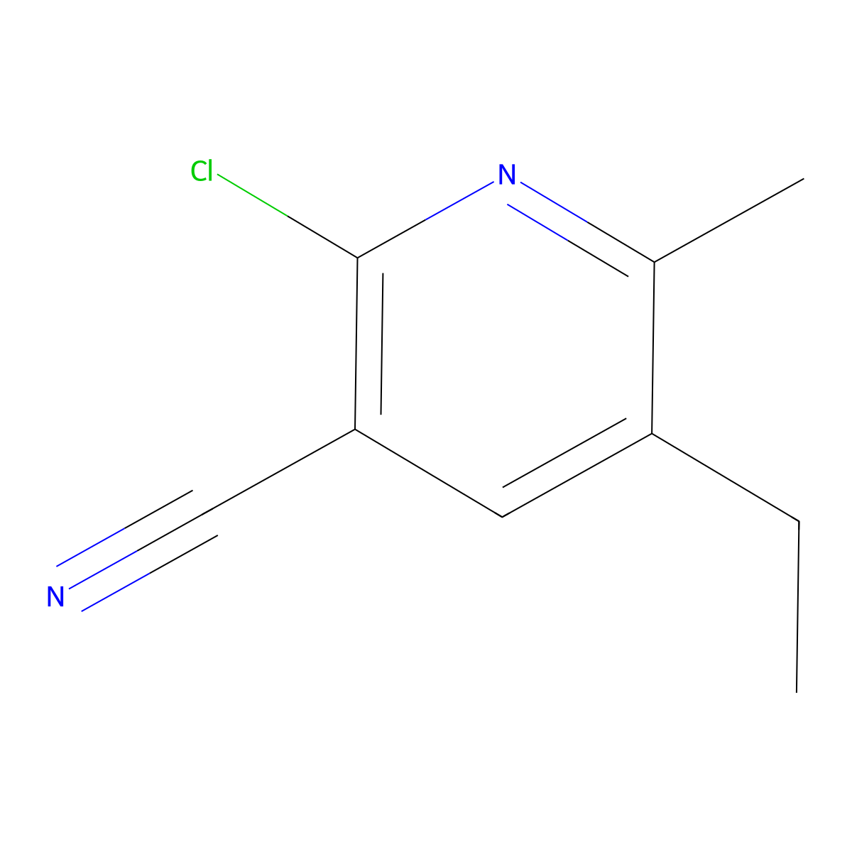 2-Chloro-3-cyano-5-ethyl-6-methylpyridine molecular structure, CAS 139393-89-8