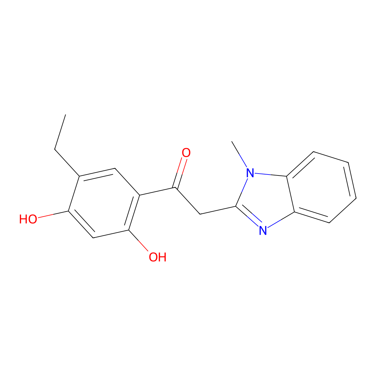 1-(5-ethyl-2,4-dihydroxyphenyl)-2-(1-methyl-1H-1,3-benzodiazol-2-yl)ethan-1-one molecular structure, CAS 139399-42-1