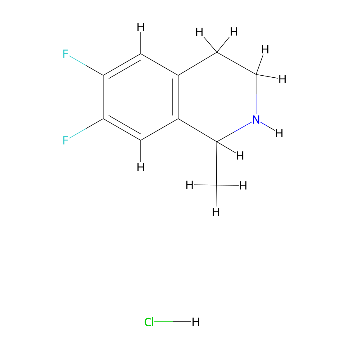6,7-Difluoro-1-methyl-1,2,3,4-tetrahydroisoquinoline hydrochloride molecular structure, CAS 1394003-62-3