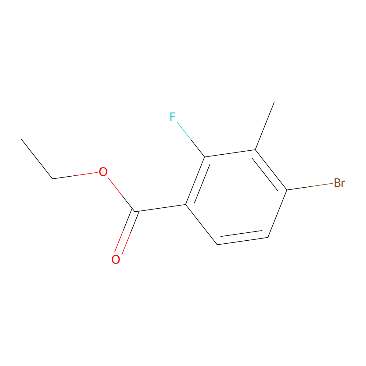 Ethyl 4-bromo-2-fluoro-3-methylbenzoate molecular structure, CAS 1394003-97-4
