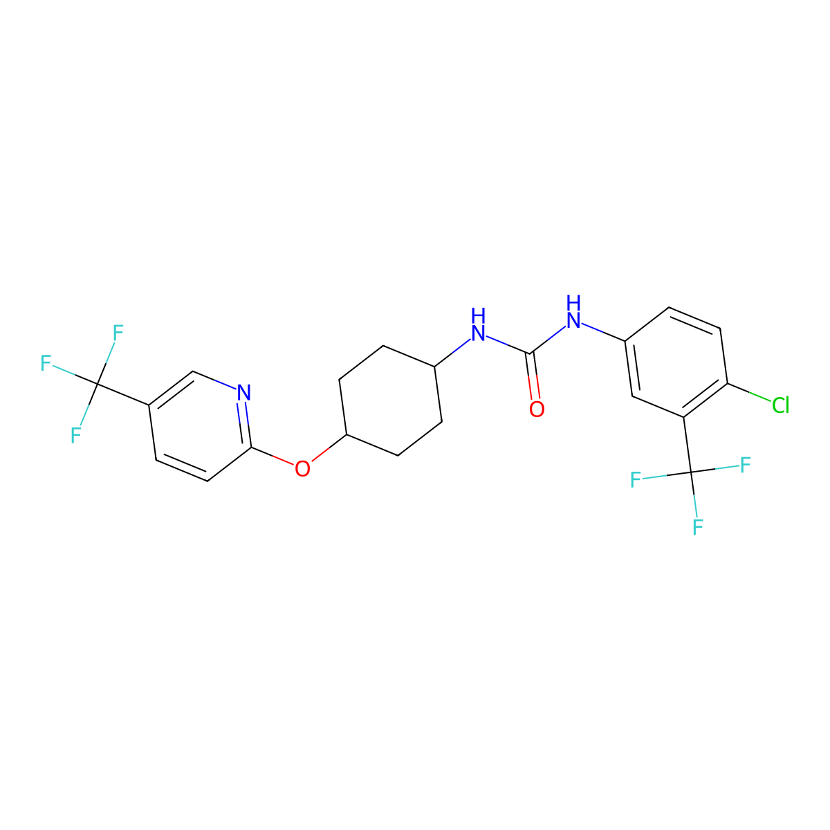 1-[4-Chloro-3-(trifluoromethyl)phenyl]-3-[(1r,4r)-4-{[5-(trifluoromethyl)pyridin-2-yl]oxy}cyclohexyl]urea molecular structure, CAS 1394011-91-6
