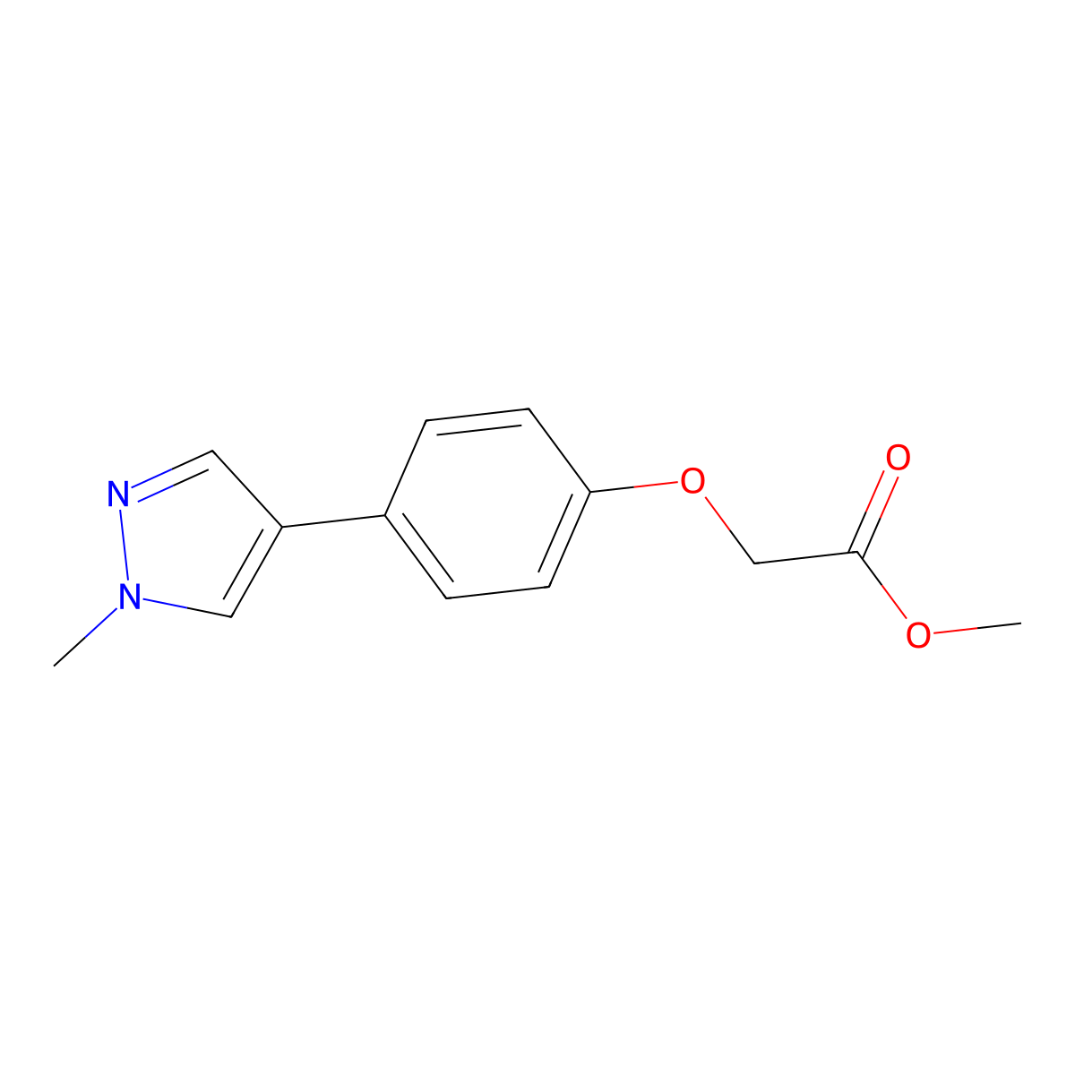 Methyl 2-(4-(1-methyl-1H-pyrazol-4-yl)phenoxy)acetate molecular structure, CAS 1394021-01-2