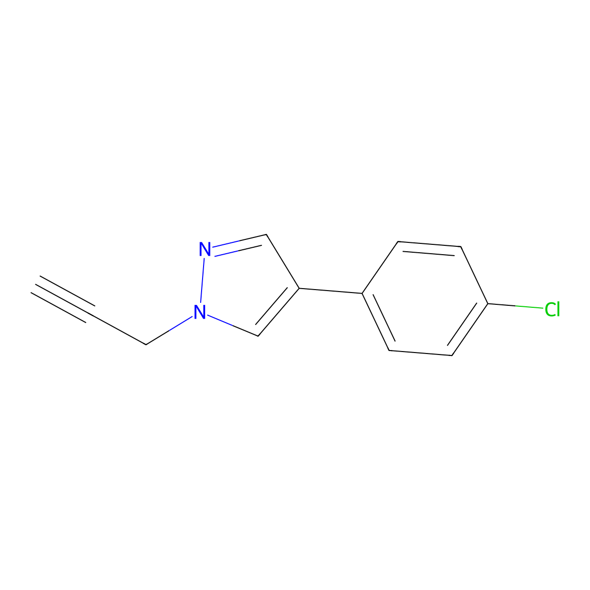 4-(4-Chlorophenyl)-1-(prop-2-yn-1-yl)-1H-pyrazole molecular structure, CAS 1394021-07-8