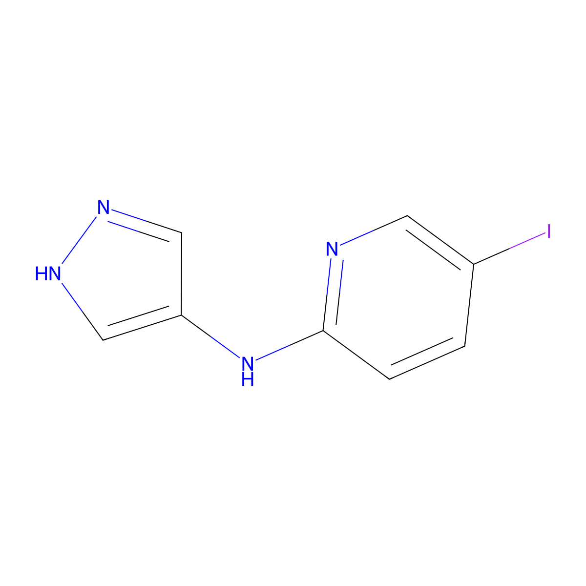 5-Iodo-N-(1H-pyrazol-4-yl)pyridin-2-amine molecular structure, CAS 1394021-18-1