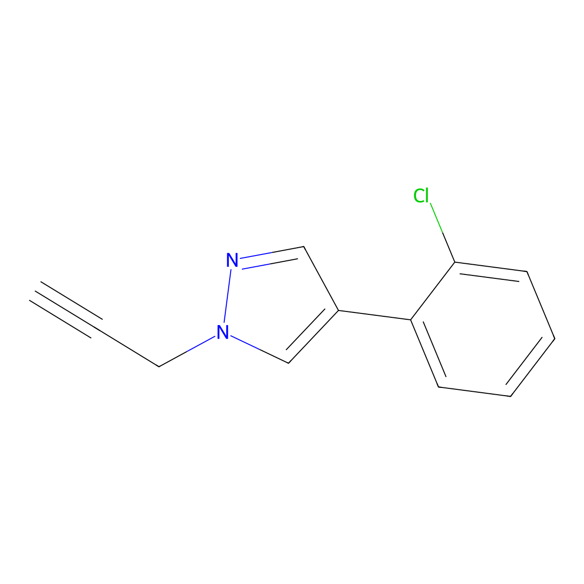 4-(2-Chlorophenyl)-1-(prop-2-yn-1-yl)-1H-pyrazole molecular structure, CAS 1394022-04-8
