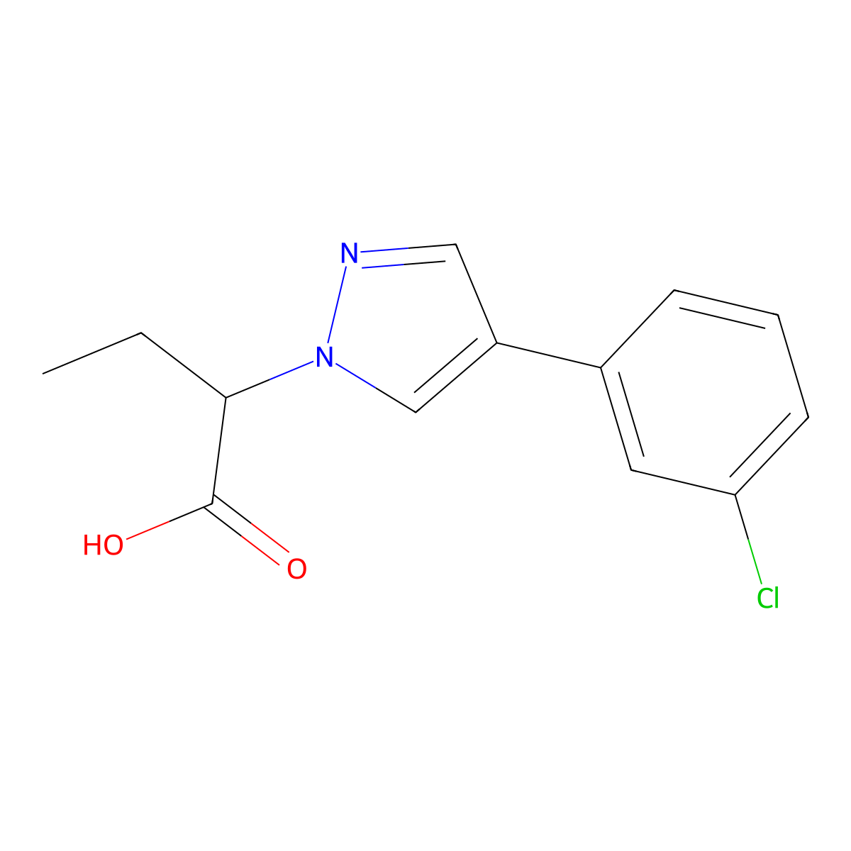 2-(4-(3-Chlorophenyl)-1H-pyrazol-1-yl)butanoic acid molecular structure, CAS 1394022-24-2