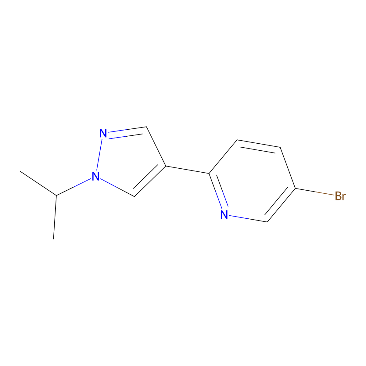 5-Bromo-2-(1-isopropyl-1H-pyrazol-4-yl)pyridine molecular structure, CAS 1394022-29-7