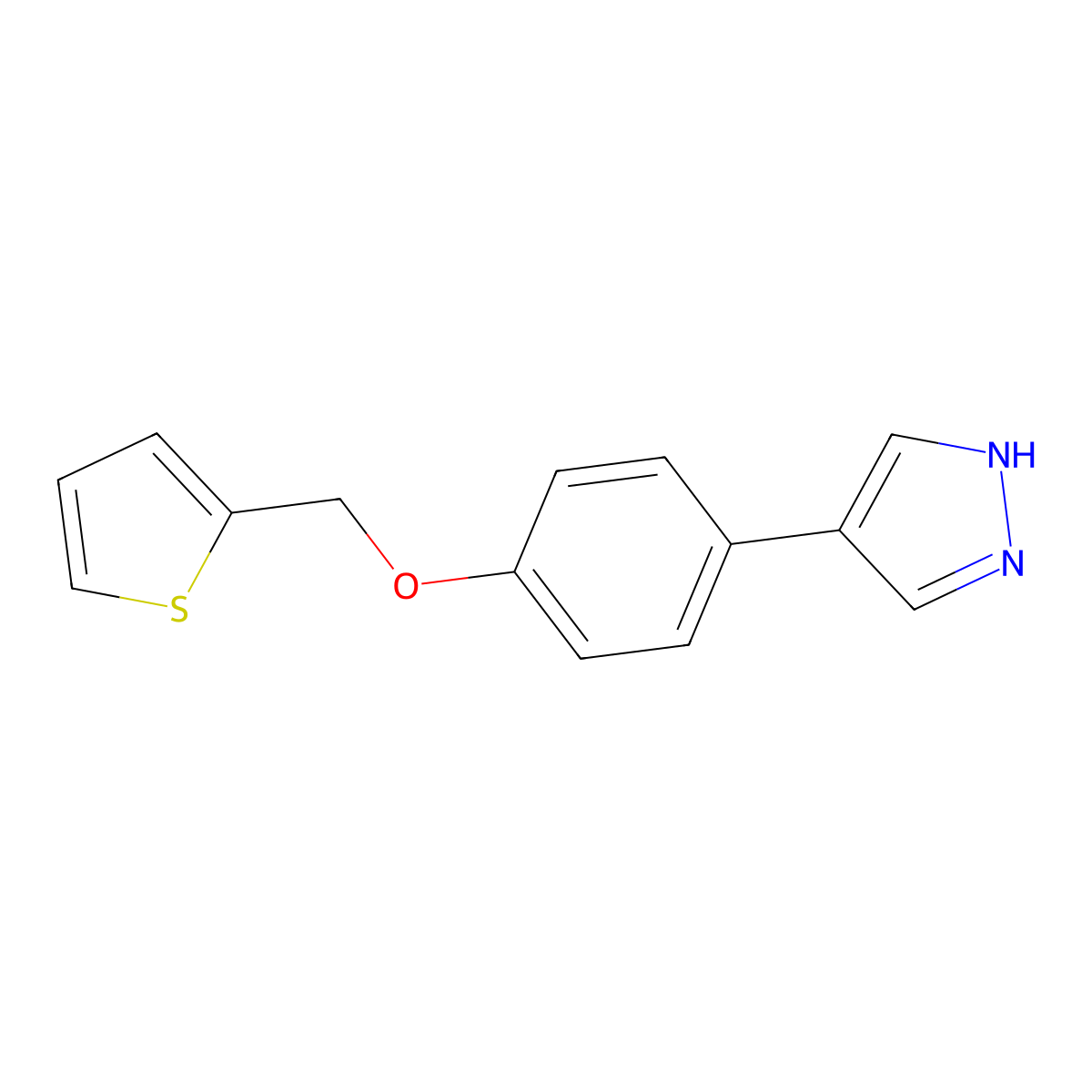 4-(4-(Thiophen-2-ylmethoxy)phenyl)-1H-pyrazole molecular structure, CAS 1394022-32-2