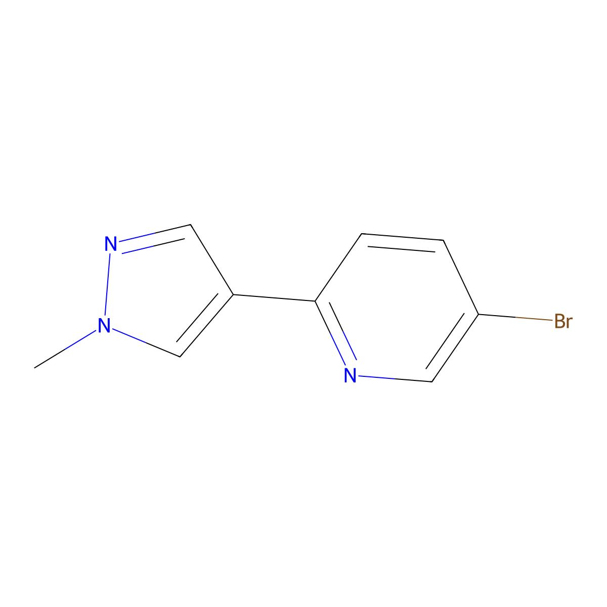 5-Bromo-2-(1-methyl-1H-pyrazol-4-yl)pyridine molecular structure, CAS 1394023-12-1