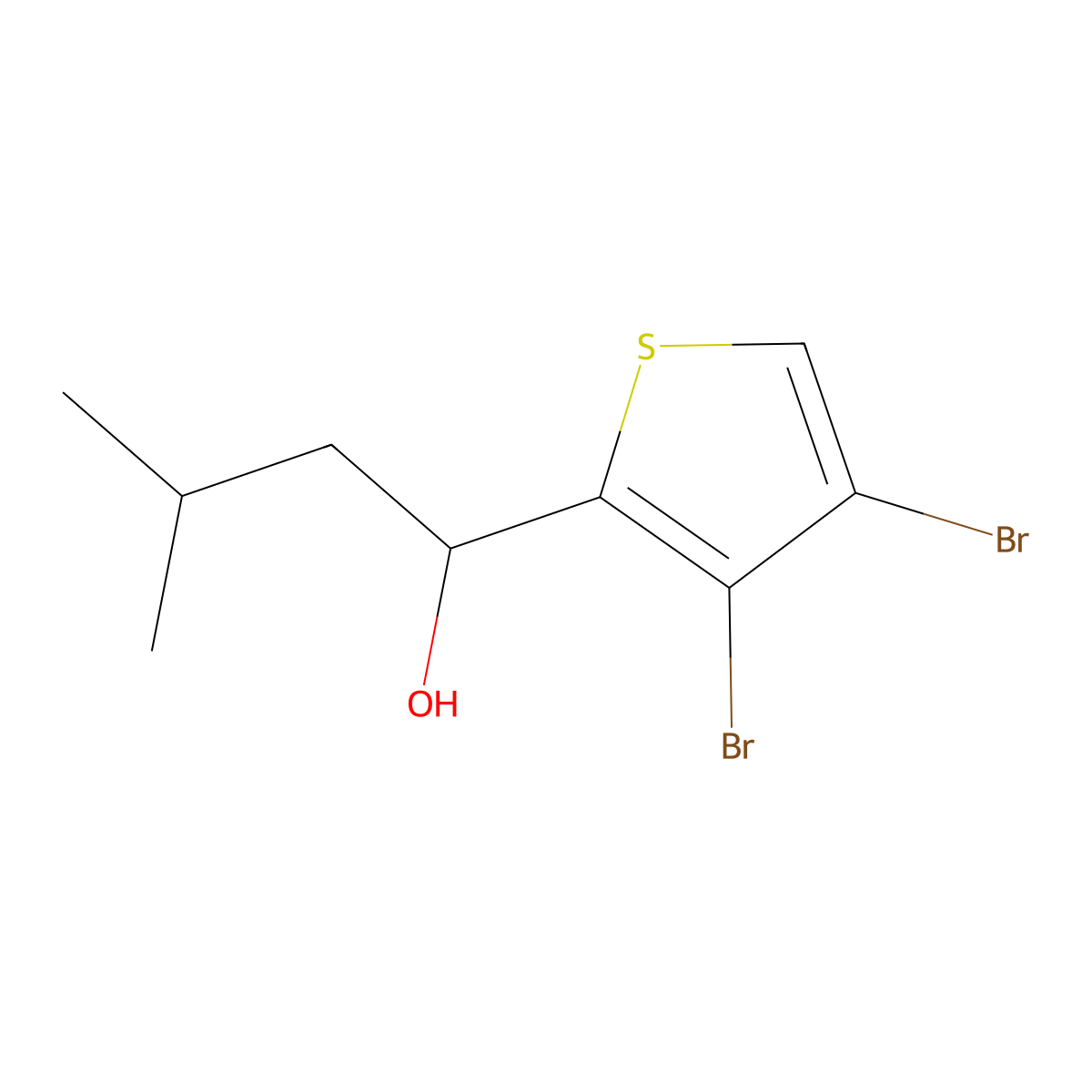 1-(3,4-Dibromothiophen-2-yl)-3-methylbutan-1-ol molecular structure, CAS 1394023-42-7
