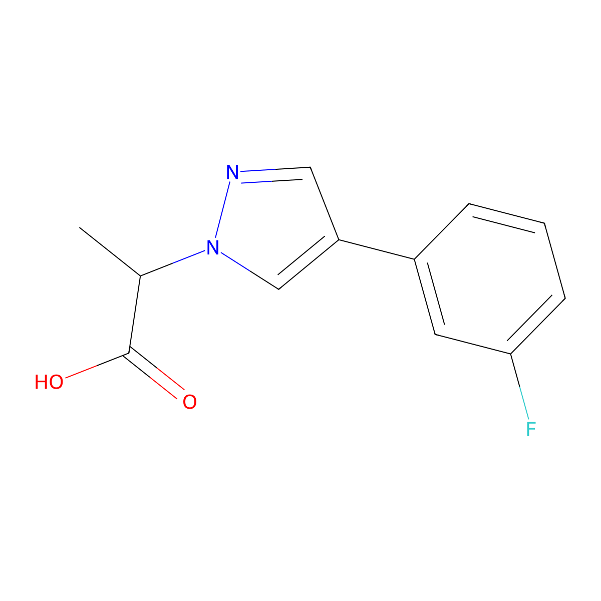 2-(4-(3-Fluorophenyl)-1H-pyrazol-1-yl)propanoic acid molecular structure, CAS 1394023-73-4