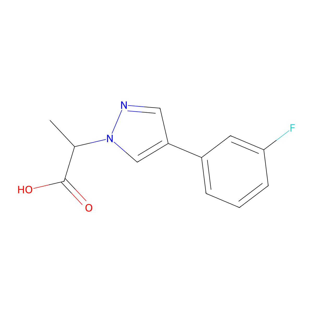 2-(4-(3-Fluorophenyl)-1H-pyrazol-1-yl)propanoic acid molecular structure, CAS 1394023-73-4