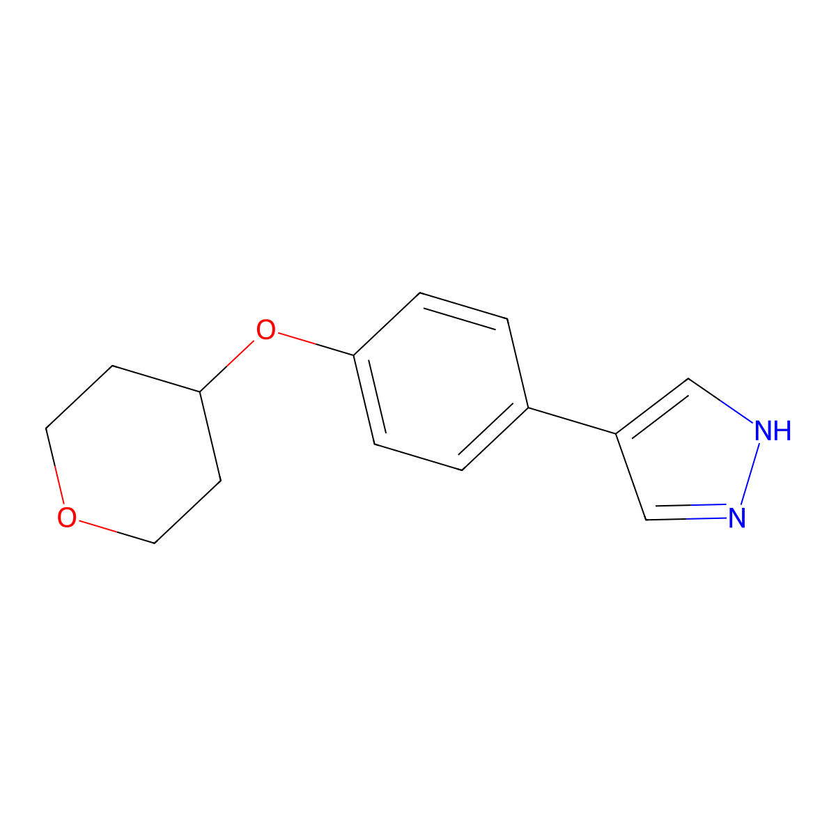 4-(4-((Tetrahydro-2H-pyran-4-yl)oxy)phenyl)-1H-pyrazole molecular structure, CAS 1394023-85-8