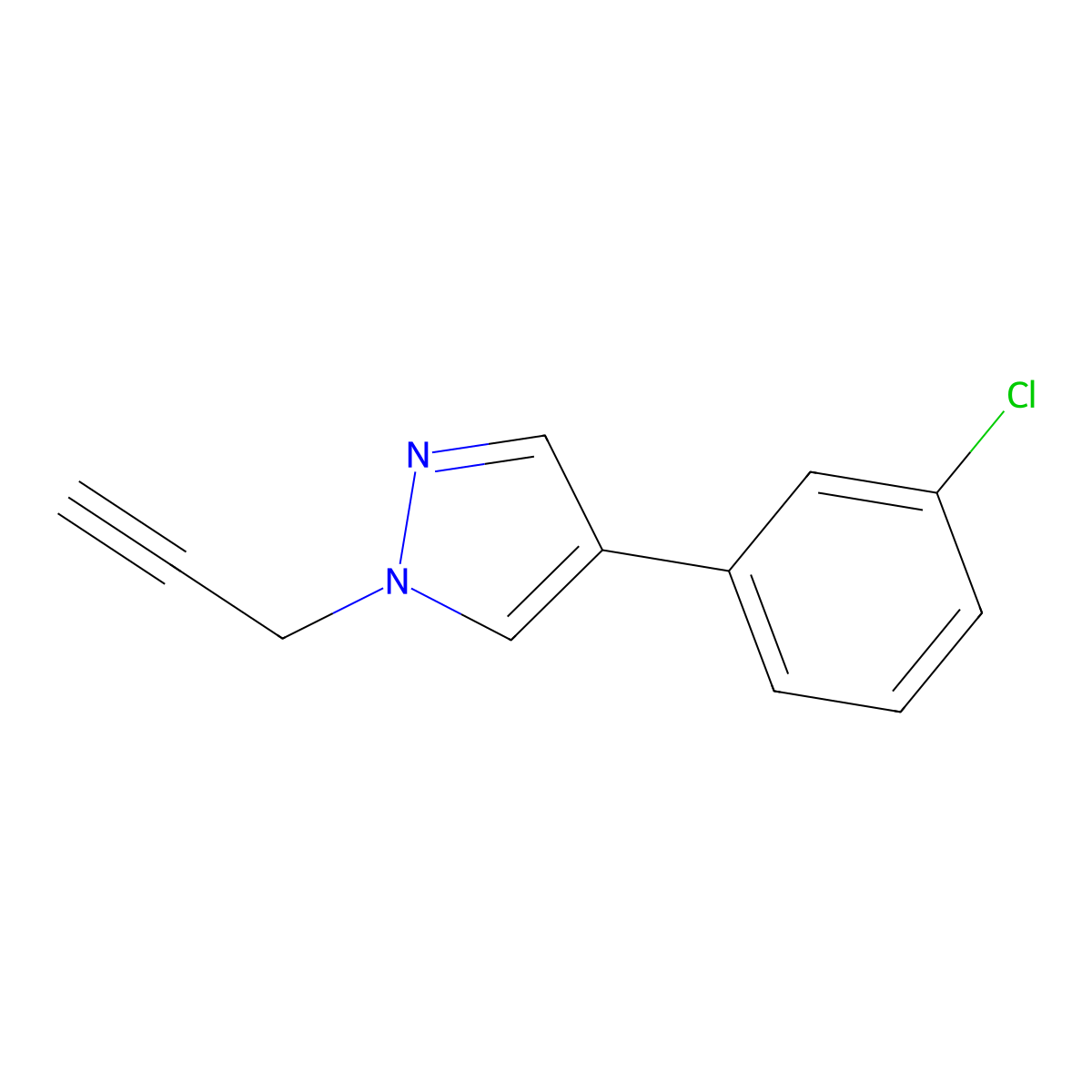 4-(3-Chlorophenyl)-1-(prop-2-yn-1-yl)-1H-pyrazole molecular structure, CAS 1394024-05-5