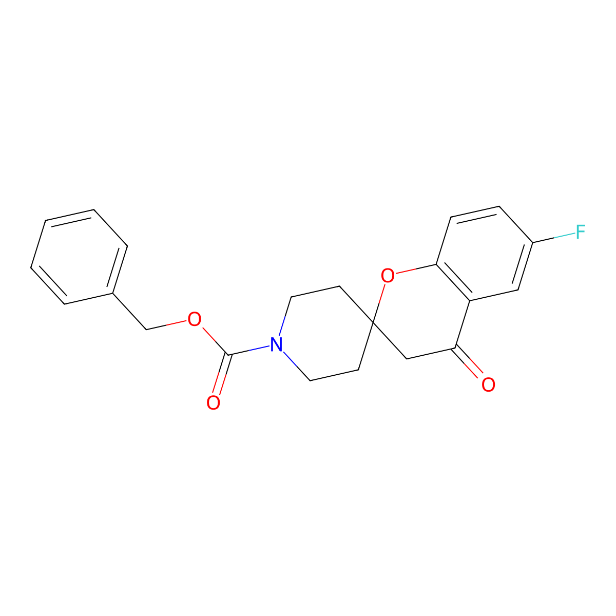 Benzyl 6-fluoro-4-oxo-3,4-dihydrospiro[1-benzopyran-2,4'-piperidine]-1'-carboxylate molecular structure, CAS 1394031-24-3